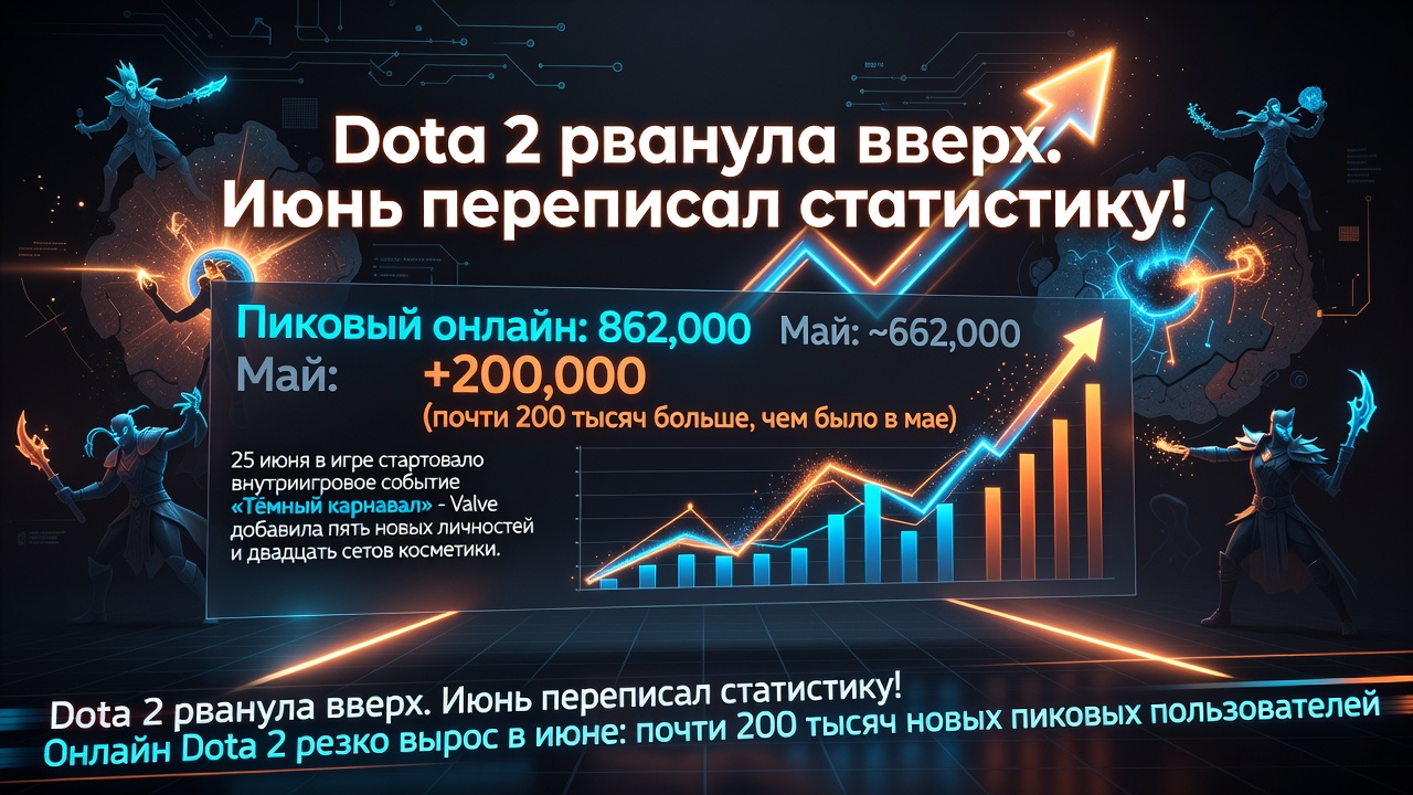 Dota 2 рванула вверх. Июнь переписал статистику!