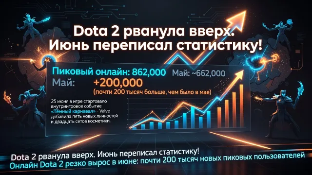 Dota 2 рванула вверх. Июнь переписал статистику!